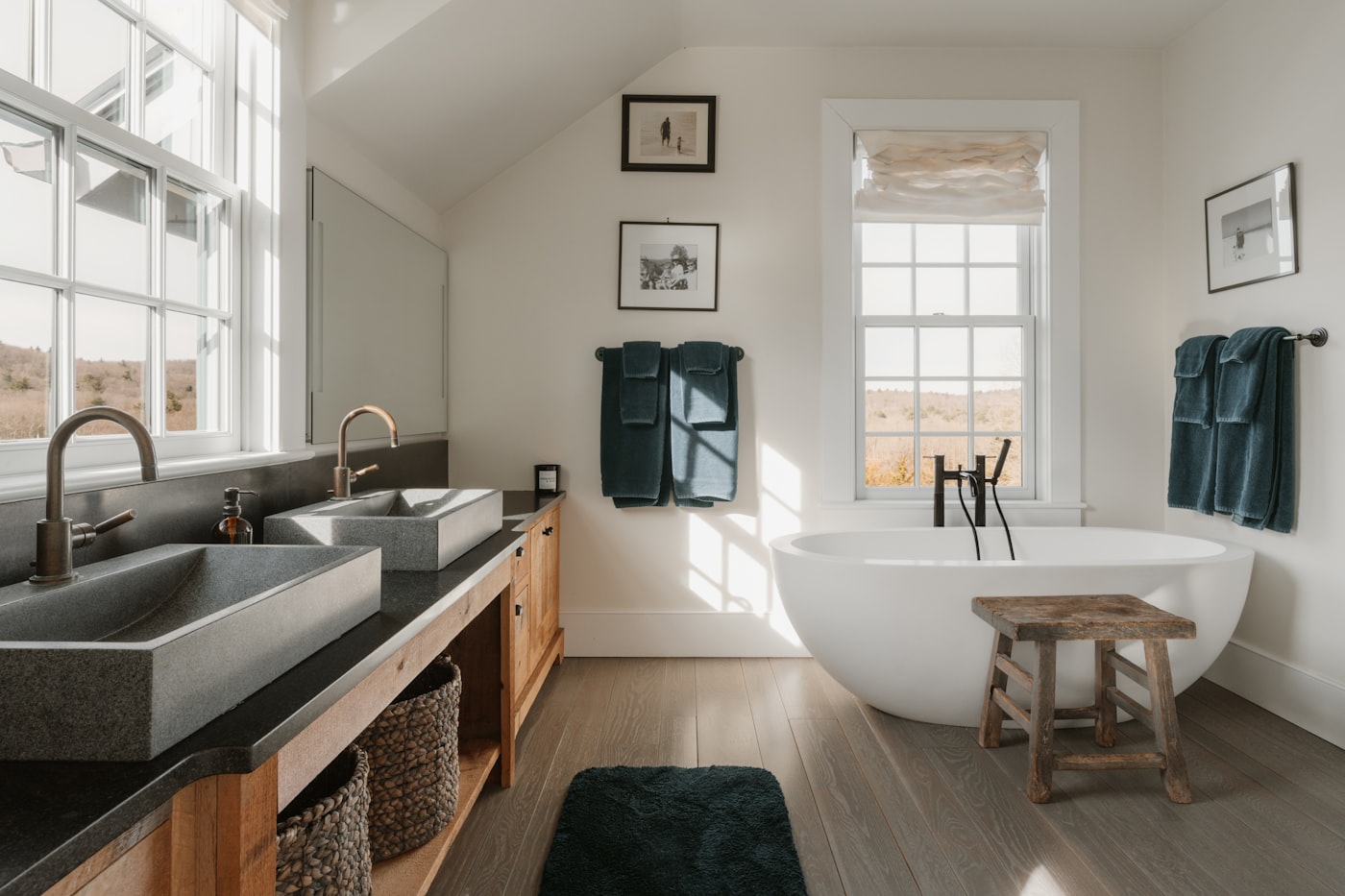 Spa-inspired master ensuite bathroom with freestanding tub
